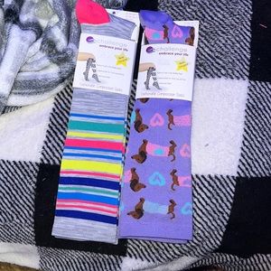 1 Dog print pack and 2 striped pack of compression socks
